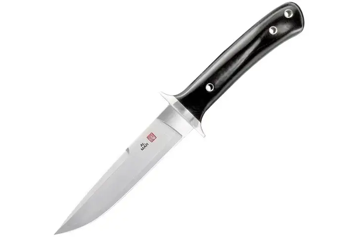 Al Mar Knives 10in Shiva Knife w/ Linen Micarta, Plain Edge & Leather Sheath